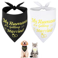 SZEE Wedding Decorations for Pets, 2 Pack My Humans are Getting Married Dog Bandanas, Engagement Party Decorations, Wedding or Engagement Gift for Couples, Dog Wedding Bandanas (Gold, S)