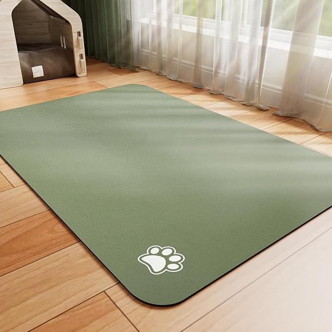 HotLive Dog Food Mat - Absorbent Cat Mat for Food and Water, No Stains Pet Feeding Bowl Mat, Easy to Clean Pet Placemats, Quick Dry Dog Water Dispenser Mat for Messy Drinkers | Paw Pink 18"x28"