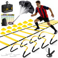 Agility Ladder,Soccer Training Equipment Set-20ft Speed Ladder,12 Soccer Cones,4 Hurdles,Jump Rope,Running Parachute,Basketball Football Agility Training Equipment for Kids, Youth, Adults (Blue)