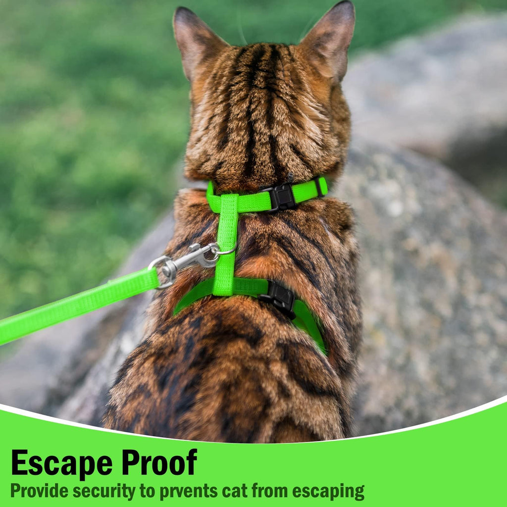 PUPTECK Adjustable Cat Harness and Leash Set Escape Proof Kitten Strap Collar for Walking Travel, Green, M