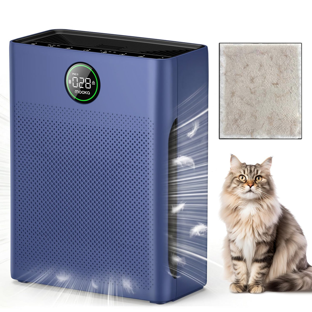 Air Purifiers for Home Large Room up to 2200sq.ft, MOOKA Air Purifier for Home Pets with Washable Filter, PM 2.5 Display Air Quality Sensor Air Cleaner for Bedroom, Dorm Room, Pets, Office PR1