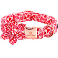 Lionheart glory Valentine's Day Dog Collar with Flower Dog Collars Red Hearts Dogs Collar with Bowtie for Large Dogs Spring Puppy Pet Collars Bows