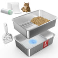 SuzziPaws L Stainless Steel Sifting Litter Box for Pine Pellets Multi-Cats