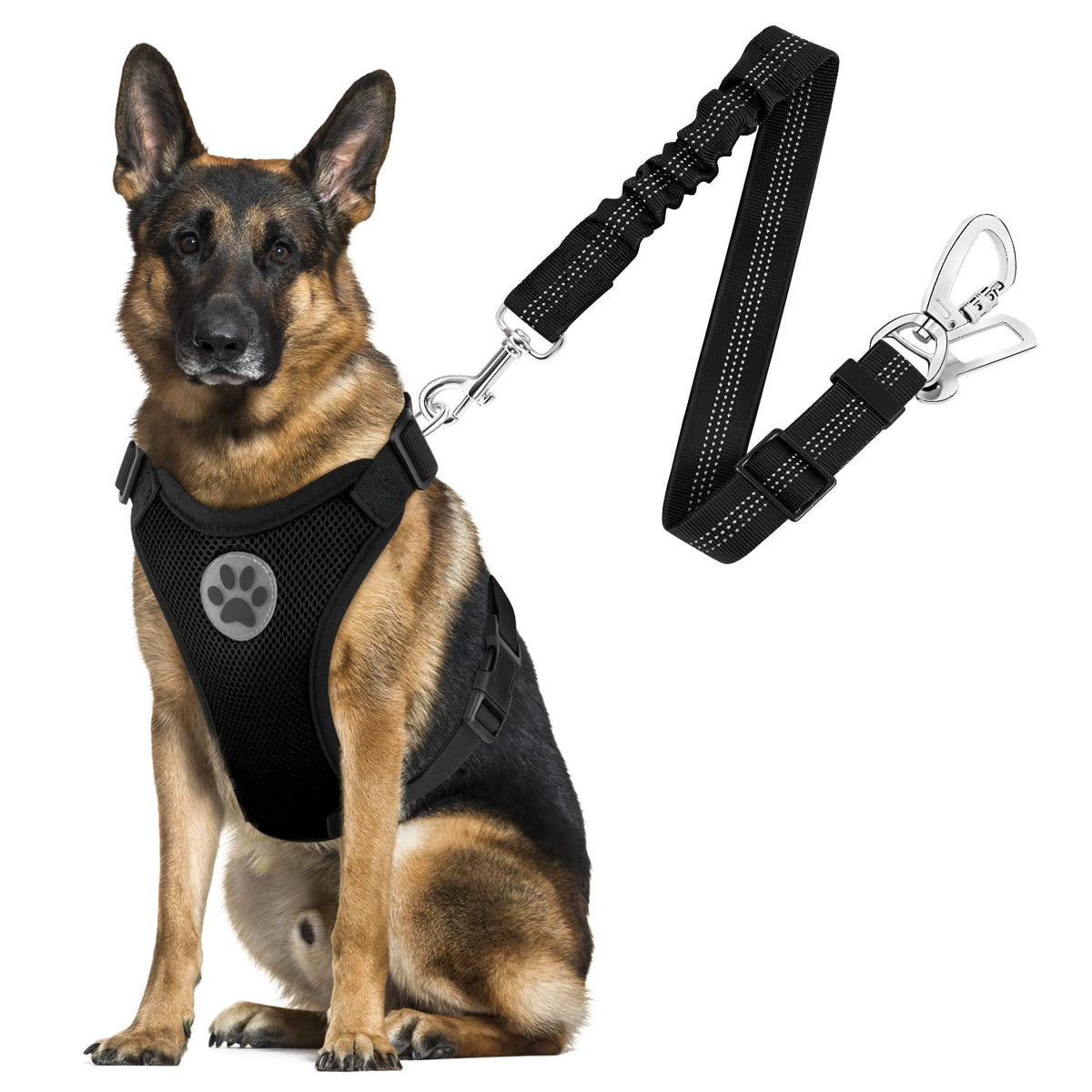 SlowTon Dog Seat Belt and Harness for Car, 2 in 1 Seatbelt Buckle, B M