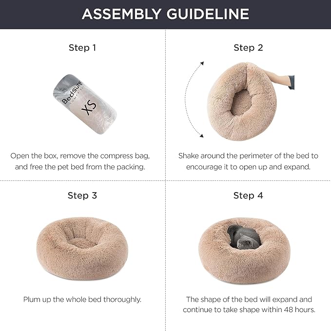 Bedsure Calming Cat Beds for Indoor Cats - Small Cat Bed Washable 20 inches, Anti-Slip Round Fluffy Plush Faux Fur Pet Bed, Fits up to 15 lbs Pets, Copper