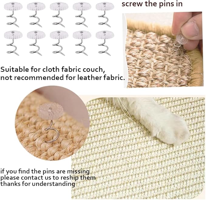 2PCS Cat Scratcher Mat Sofa Protector Natural Sisal Cat Scratching Mat Cat Scratch Couch Bed Corner Cover Heavy Duty Couch Guard Easy Installation Scratch Pad Grinding Claws(Beige Small)