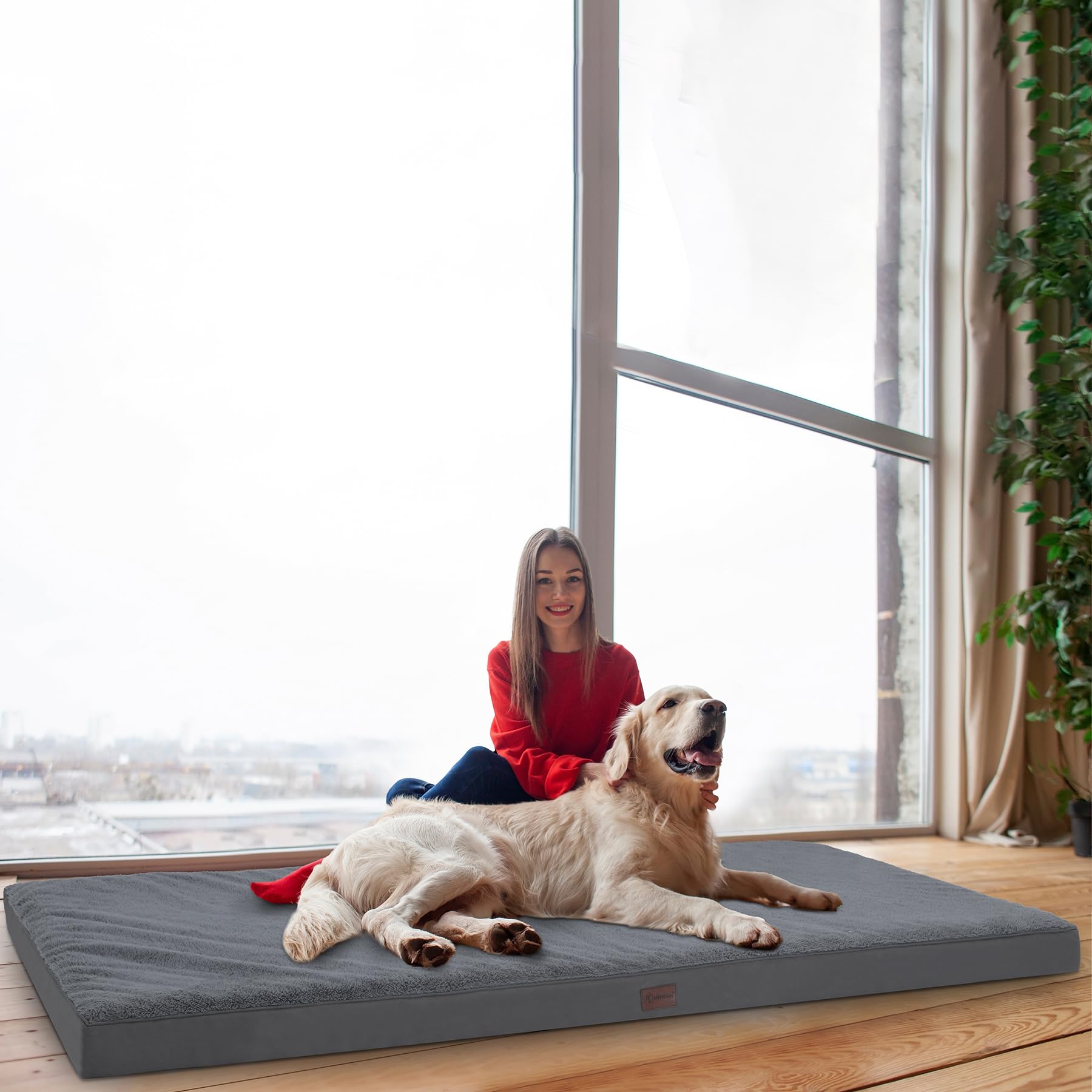 MIHIKK Waterproof Orthopedic Human Dog Bed 75x38 Grey