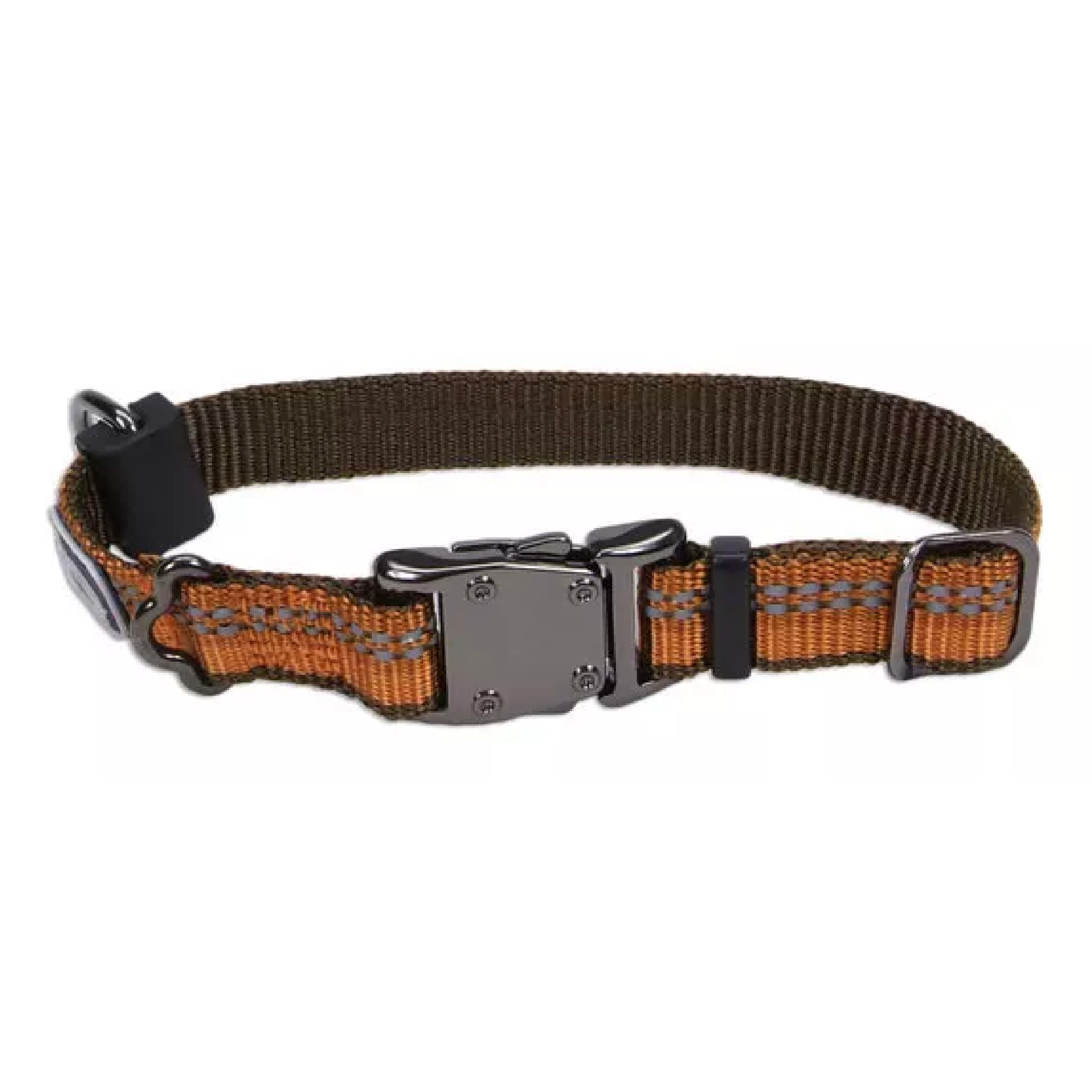 Coastal Pet K9 Explorer Reflective Adjustable Dog Collar - Comfortable Collar for the Outdoors - Durable, Lightweight Accessory with Side-Release Buckle - Campfire Orange, 1" x 18-26"