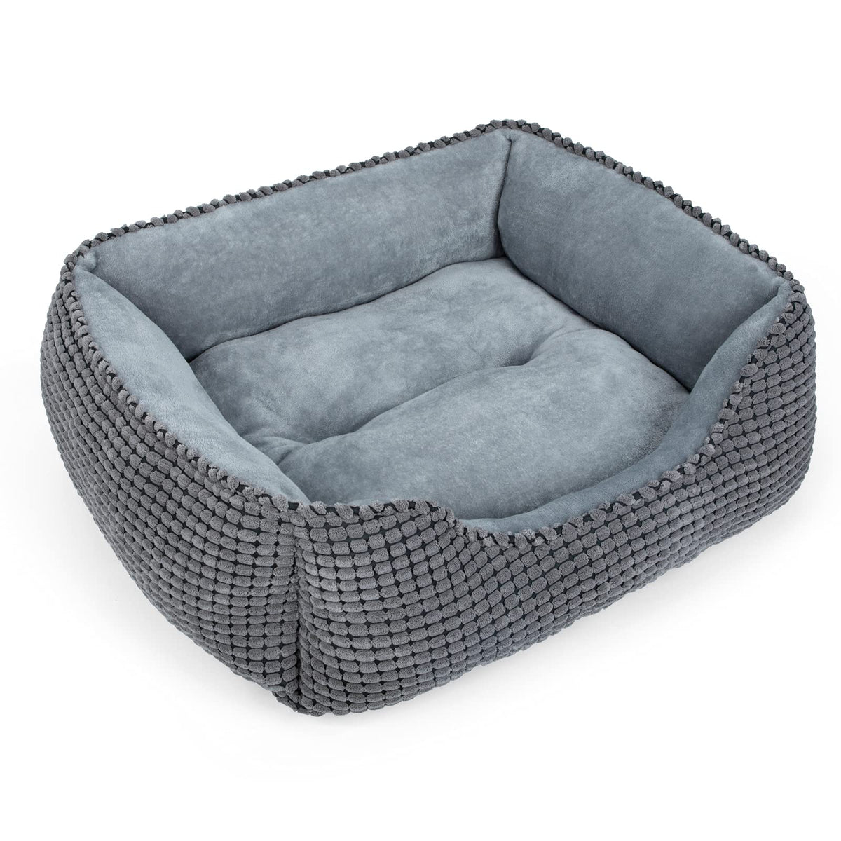 MIXJOY Dog Bed for Large Medium Small Dogs, Rectangle Washable Sleeping Puppy Bed, Soft Calming Cat Beds for Indoor Cats, Orthopedic Pet Sofa Bed, Anti-Slip Bottom with Multiple Size (25'', Grey)