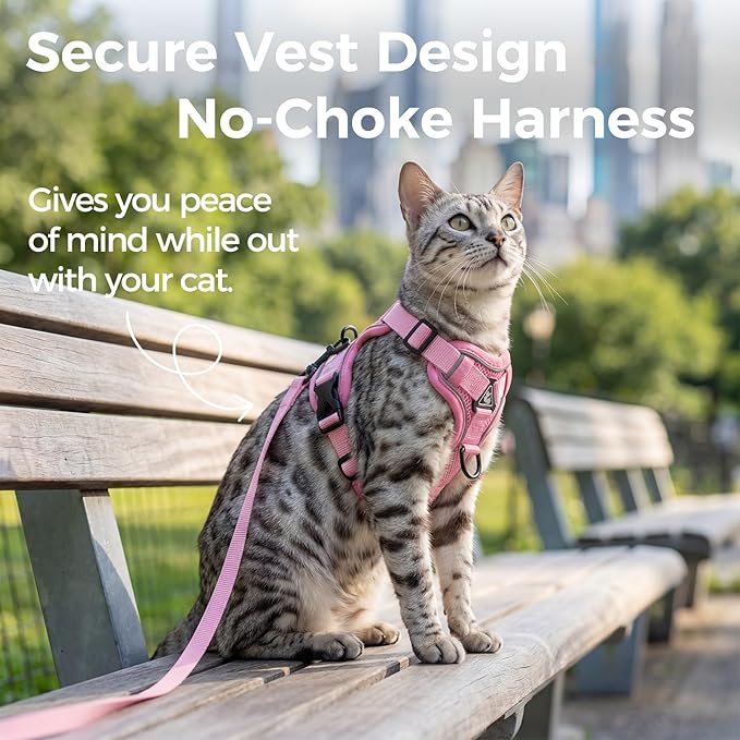 Cat Harness and Leash Set Escape Proof Tactical Small Kitten Harness Emotional Support Cat Vest, Pink, S