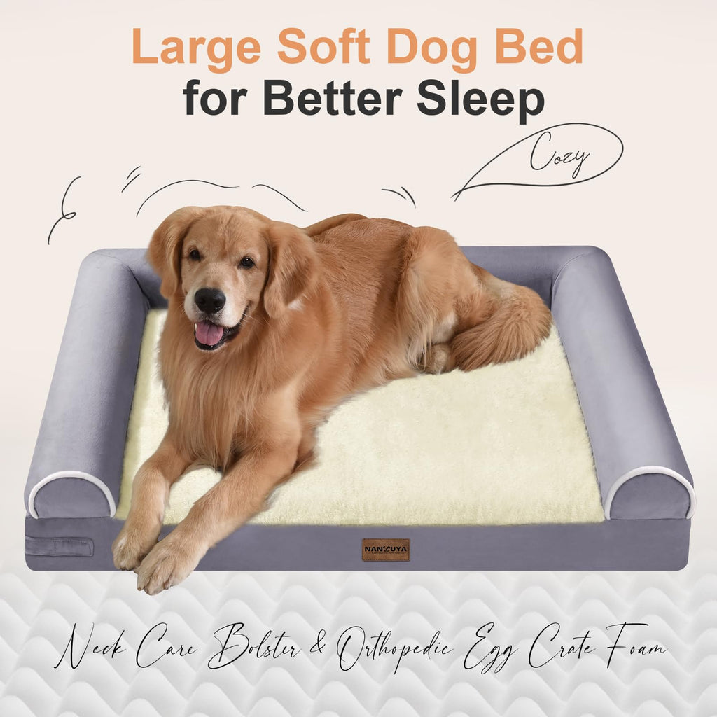 NANUYA Orthopedic Dog Bed for Jumbo Dogs, 53 x 42 Inch, Purple