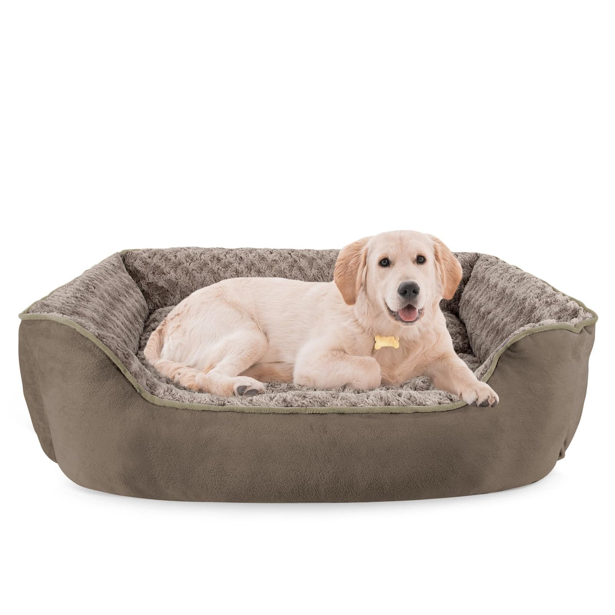 JOEJOY Rectangle Dog Bed for Large Medium Small Dogs - Washable Orthopedic Sofa Bed, Soft Breathable Puppy & Pet Cuddler, Durable Calming Dog Bed with Anti-Slip Bottom, Multiple Sizes, Beige