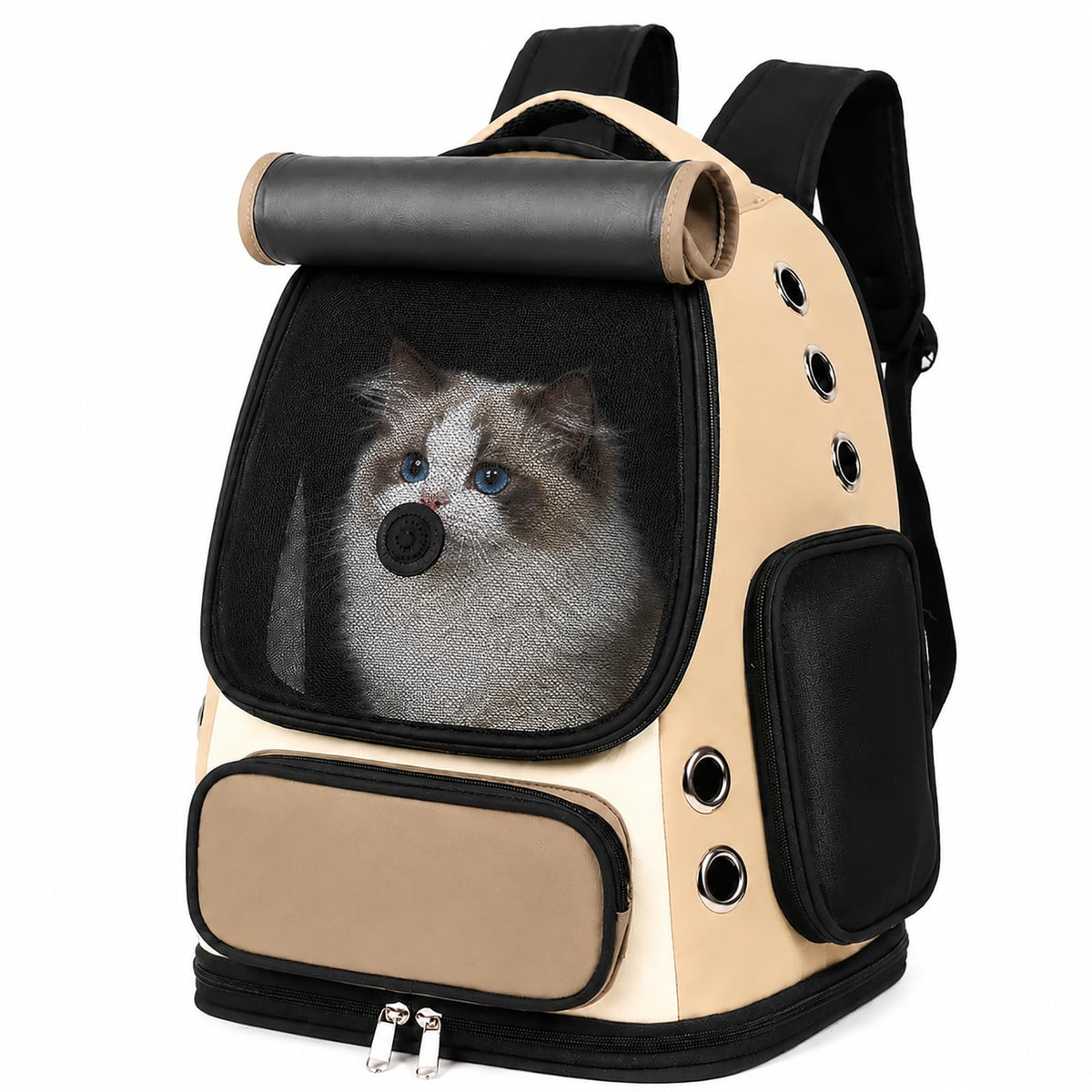 GixDix Cat Backpack Carrier, TSA Airline Approved Pet Travel Bag for Small Medium Dogs, Ventilated Hiking Camping Backpack for Cats, Kitten and Puppy up to 18 lbs, Gray Mesh