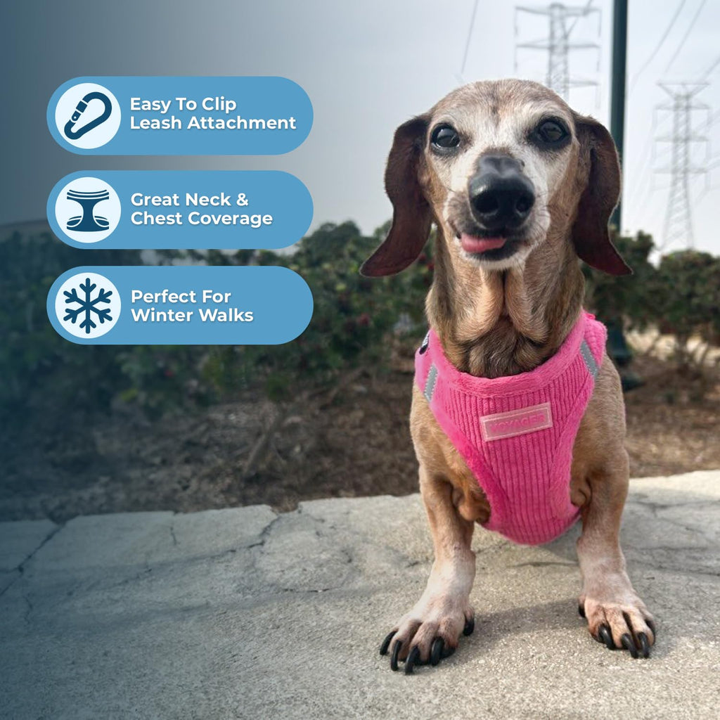 Voyager Step-in Plush Dog Vest Harness -Fuchsia Corduroy, X-Large