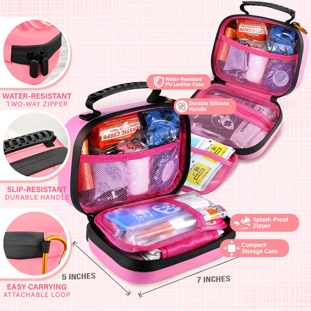EVERLIT Pet Medic First Aid Kit | 95 Pcs Vet-Approved Medical, Outdoor & Emergency Supplies for Dogs, Cats, Animal Care | Travel-Friendly Compact Bag for Home, Car and Travel (Valentine Lace)