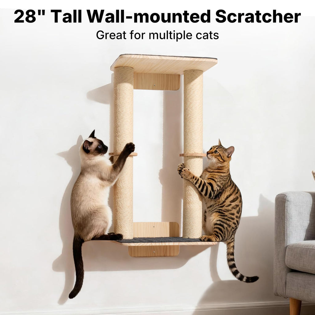 Veehoo Cat Wall Shelves, 28.3" Cat Wall Furniture with Scratcher