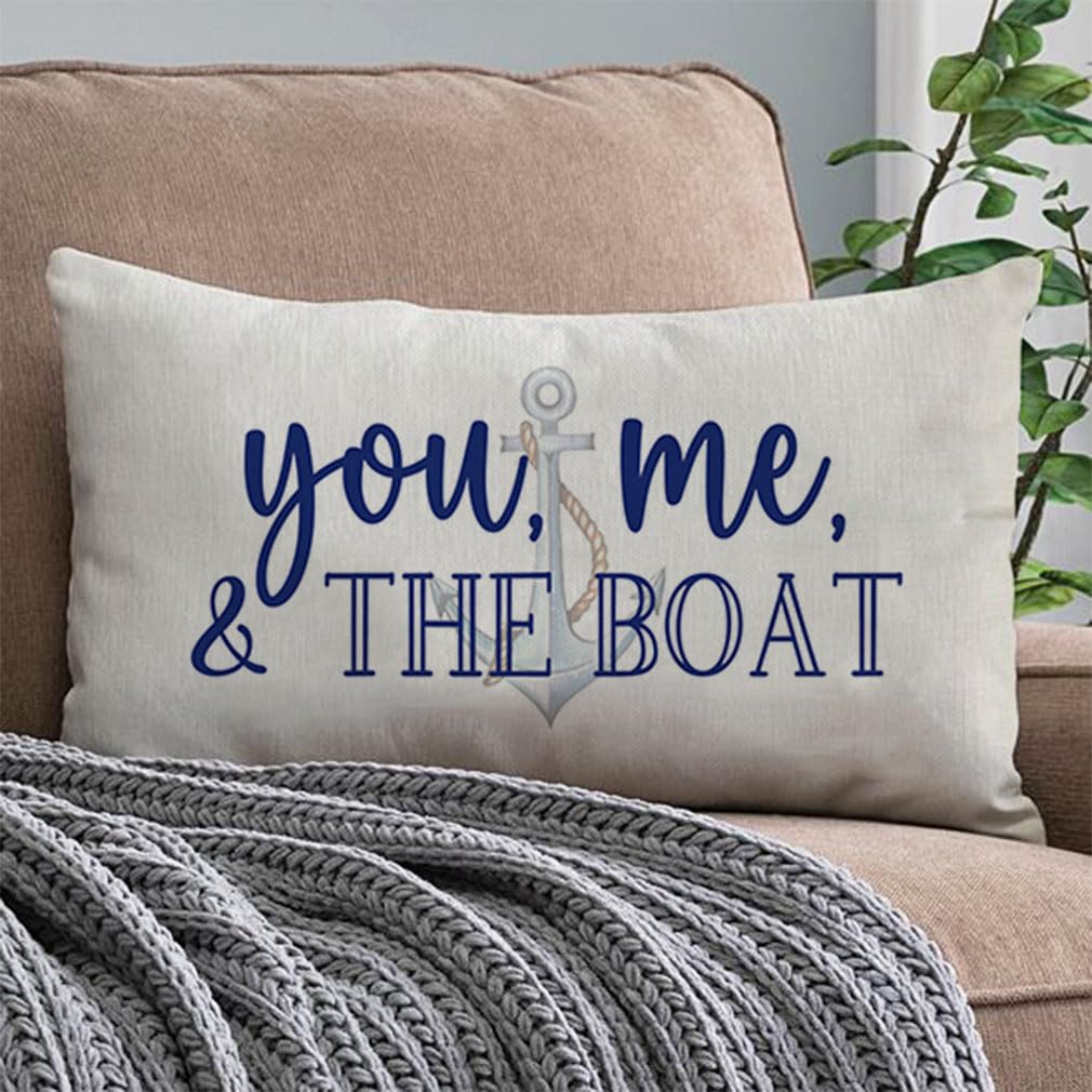 PANDICORN Lake Throw Pillow Cover 12x20 Inch, You Me and The Boat