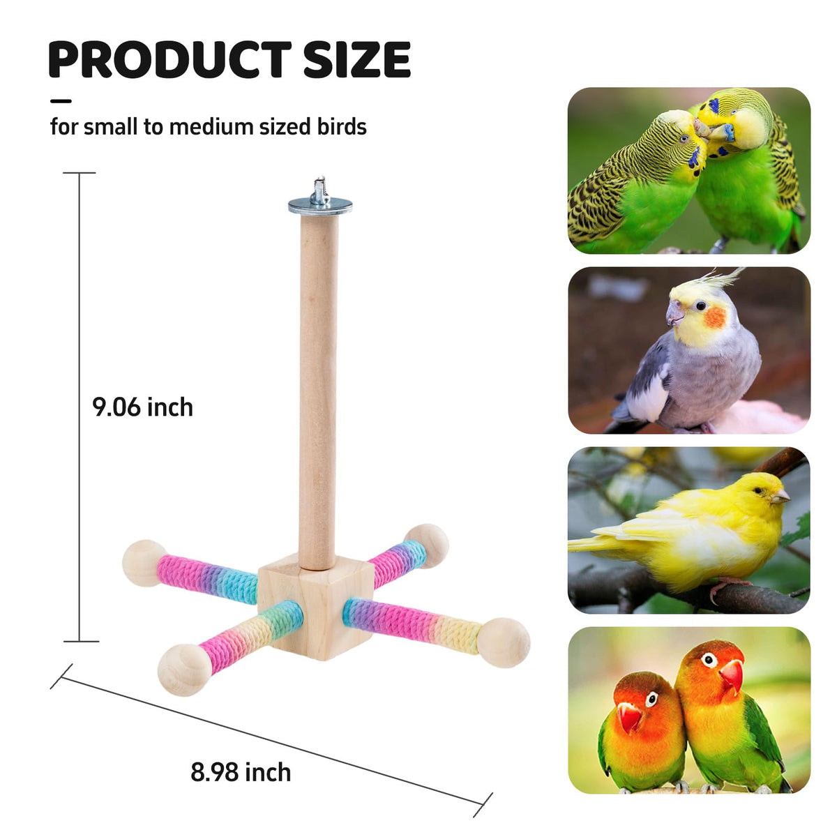 2 PCS, Hanging Bird Perch Toy & Poplar Bird Swing, Parrot Toys for Cage