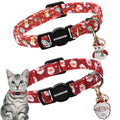 2 Pack Christmas Cat Collars Breakaway with Bell, DOGWONG Safety Buckle Santa Claus Christmas Tree Cute Cat Collar for Girl Boy Cats，Adjustable 7-12 Inch
