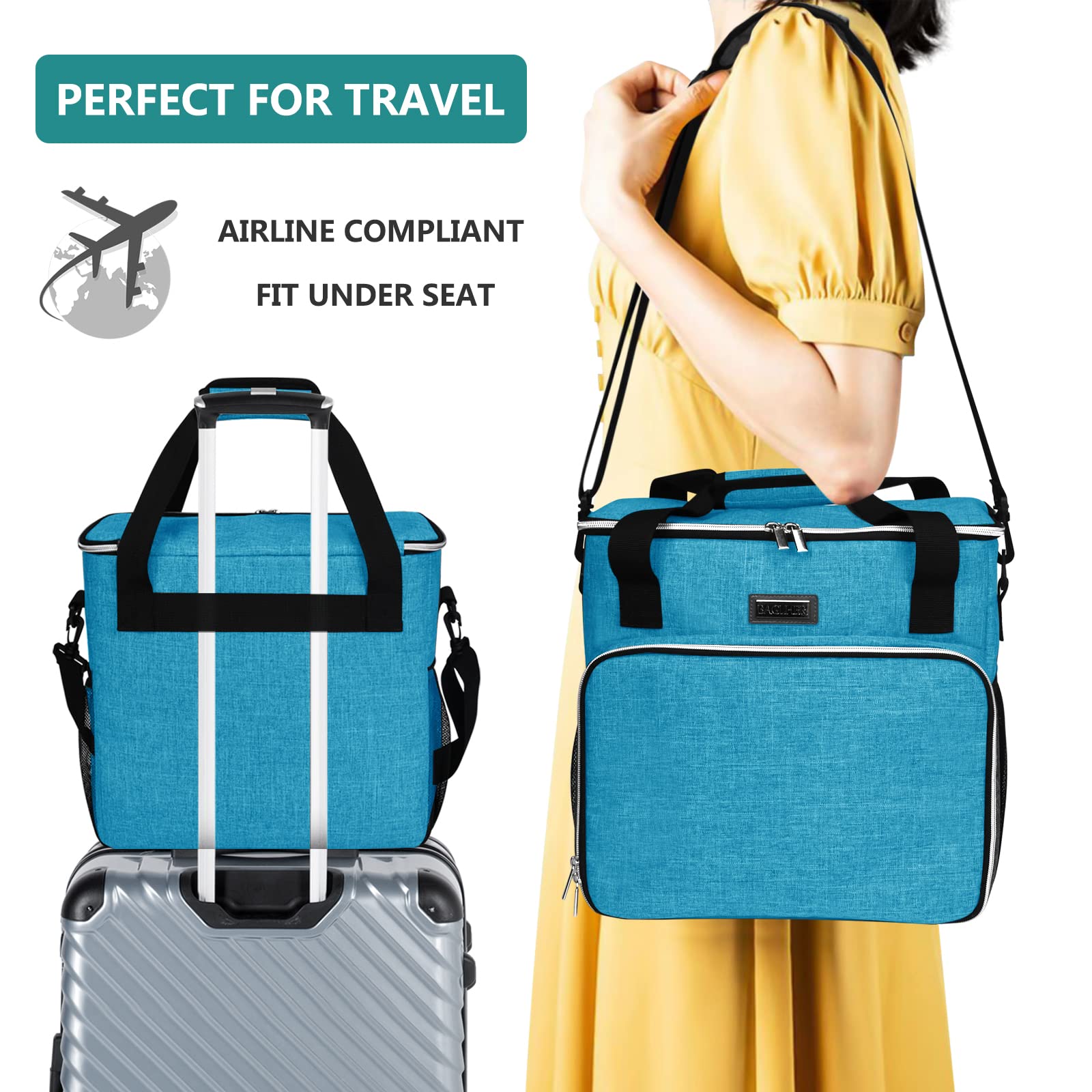 BAGLHER Dog Travel Bag, Pet Travel Bag (ALL Pet Travel Supplies), With 2 Pet Food Containers and 2 Collapsible Silicone Bowls; Essential Kits for Pet Travel Sky Blue