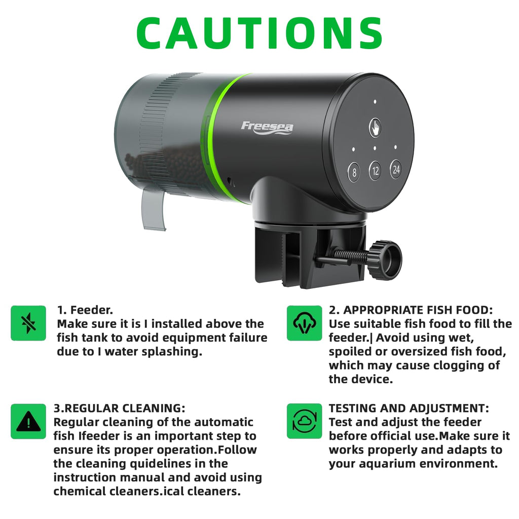 FREESEA Automatic Fish Feeder for Aquarium: 200ml Vacation Dispenser