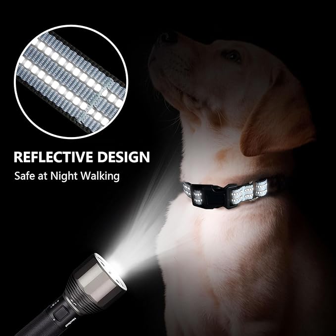 JOYEEIIOO Martingale Dog Collar, Adjustable Nylon Reflective Collar with Quick Release Buckle, No Pull Dog Training Collars for Small Medium Large Dogs (Ice Blue, Small)
