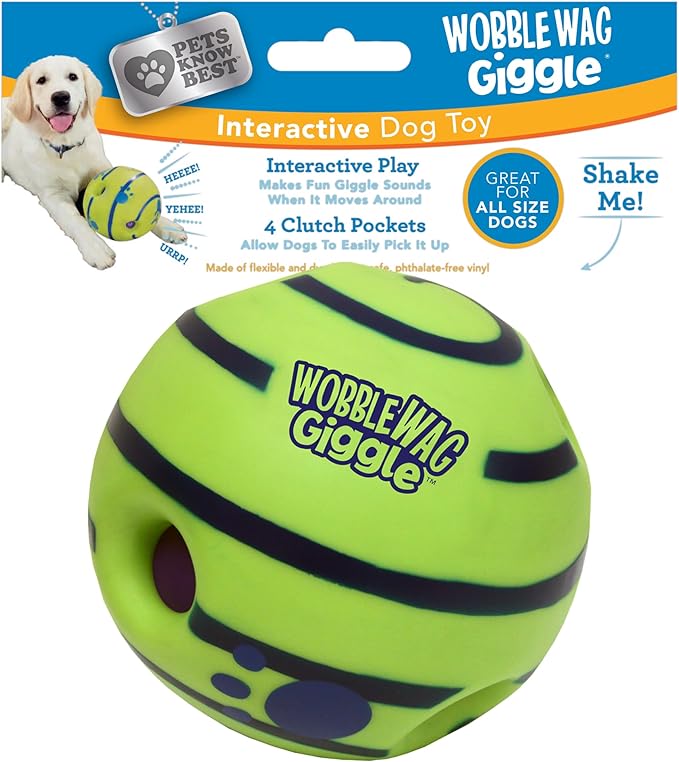 Wobble Wag Giggle Ball Interactive Dog Treat Dispensing Toy, Giggle Sounds Keeps Dogs Busy and Entertained, Pets Know Best