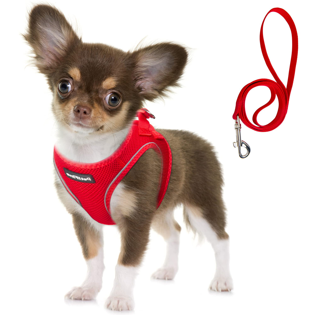 Fida Comfy Dog Harness with Leash, Soft Puppy Vest Escape Proof, Breathable Lightweight Soft Mesh, Adjustable Reflective Step-in Harness for Extra-Small Dogs (XS, Pink)