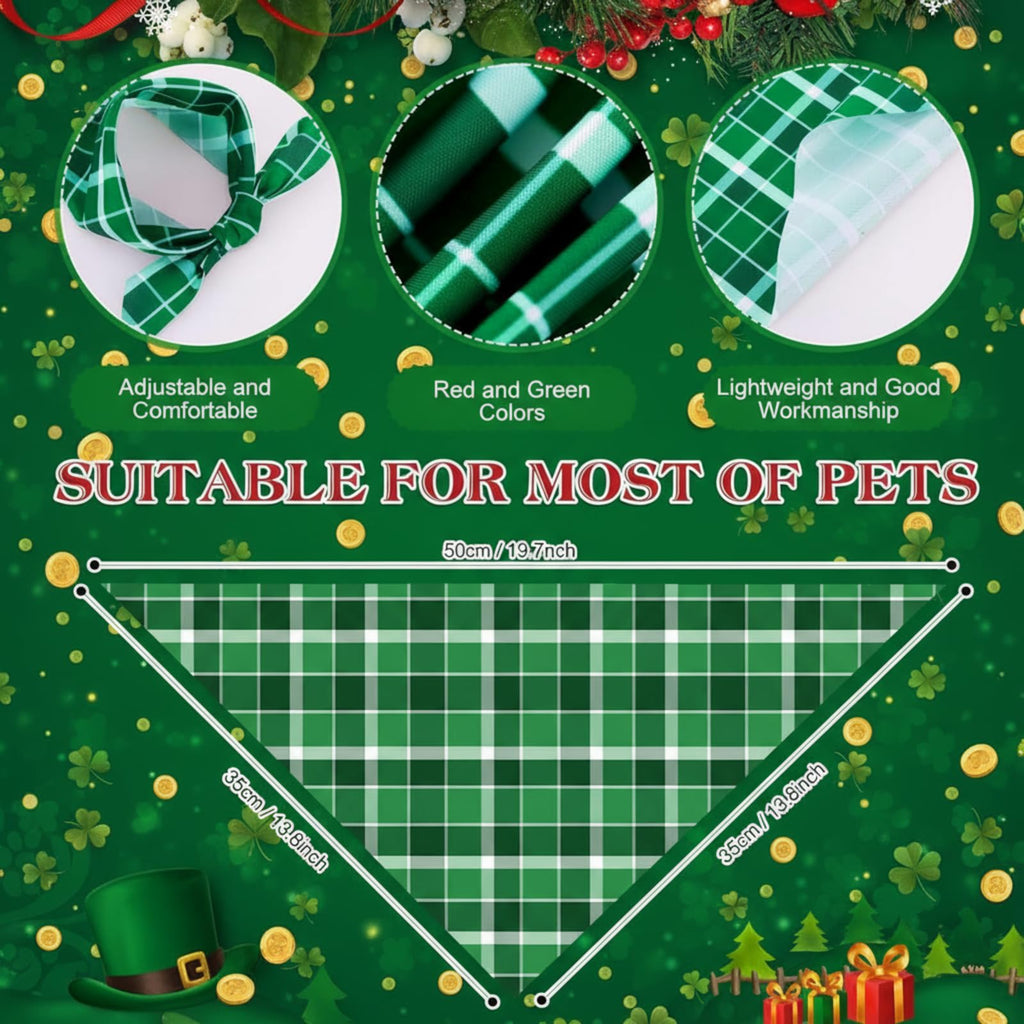 Abbylike 50 Pcs Christmas Plaid Dog Bandanas Bulk Red and Green Gingham Bandanas for Dogs Triangle Kerchief Bib Scarf for Pet Xmas Party Costume Photo Props Accessories, 25 Styles(19.7 x 13.8 x 13.8)
