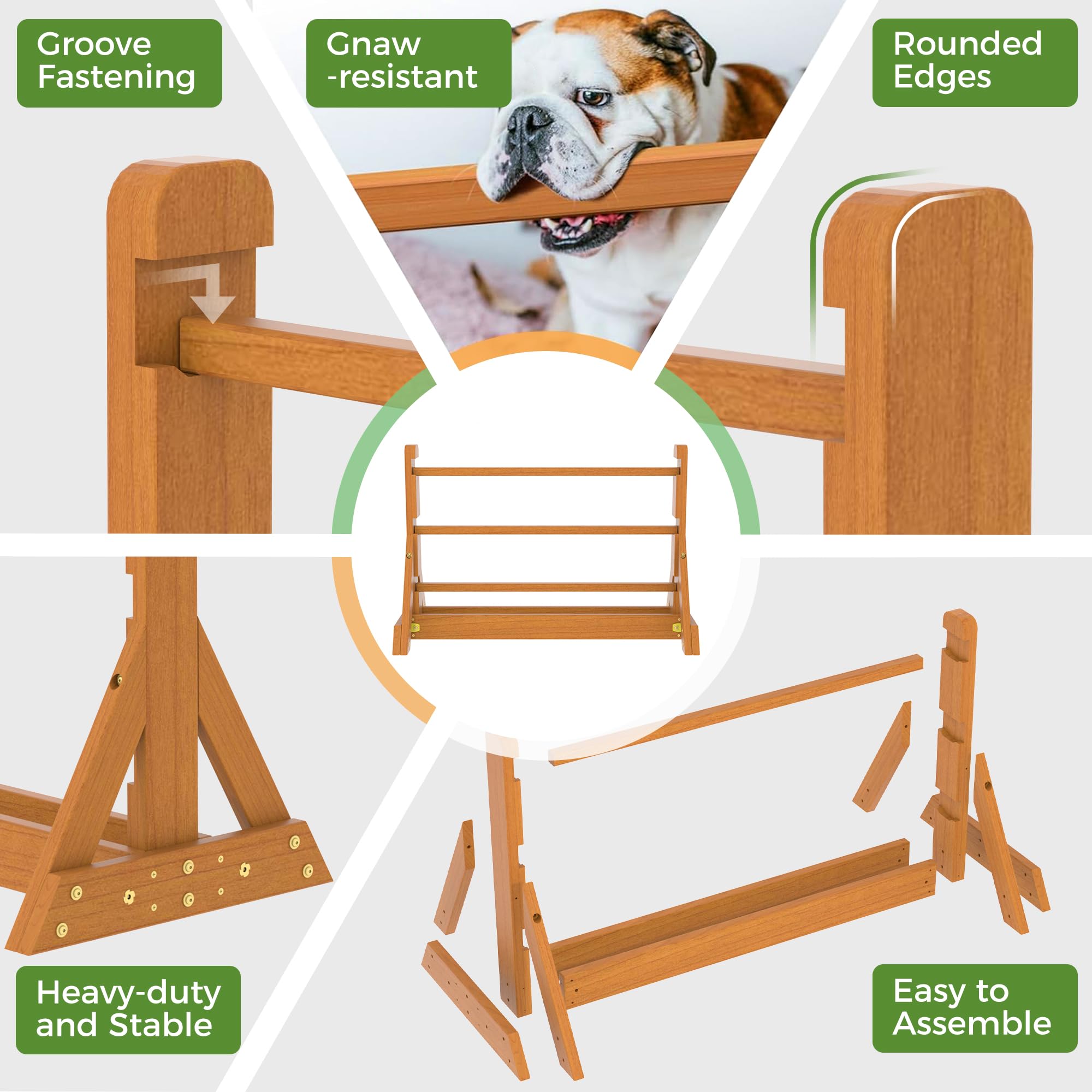 SuniBoxi Dog Agility Set, Wooden Dog Agility Jumps & Dog Hurdles,Dog Agility Equipment