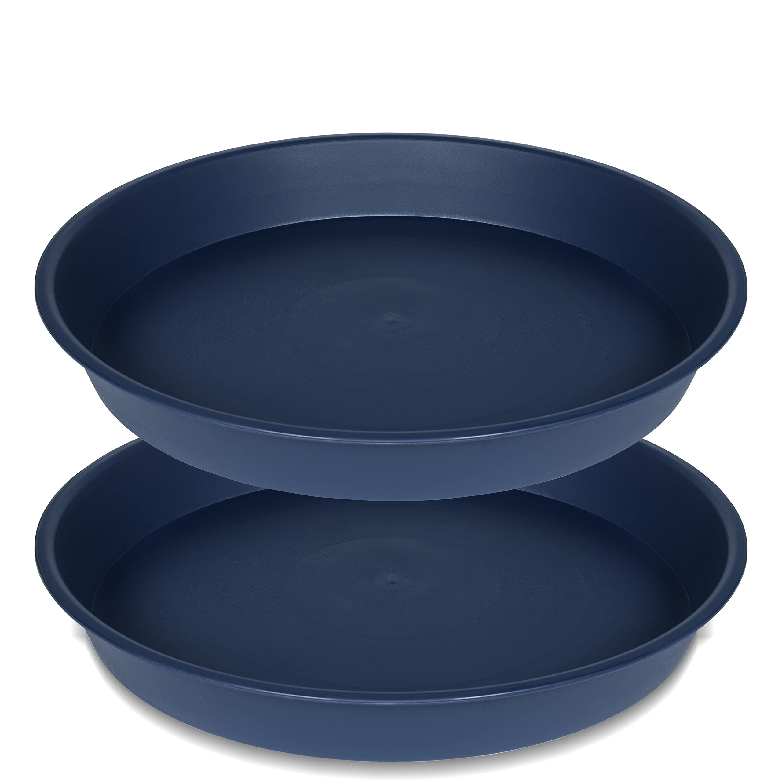Bleuhome 2 Pack of 16 17 inch Plant Saucer (15 inch Base), 2.3" Depth, Plant Trays for Pots, Plastic Plant Saucers for Indoors, Flower Pot Drip Trays for Planter (17", Blue)