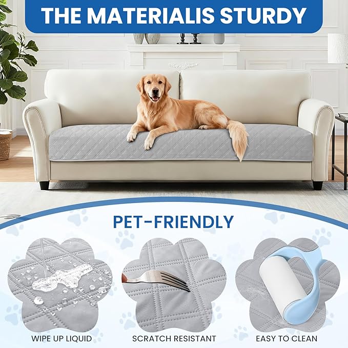 Waterproof Couch Covers for Pets, Waterproof Dog Bed Cover, Anti-Slip Soft Dog Blankets, Couch Cover for Dogs Washable, Pet Blanket for Puppy Large Dogs Cat (68x82 Inch, Light Grey)