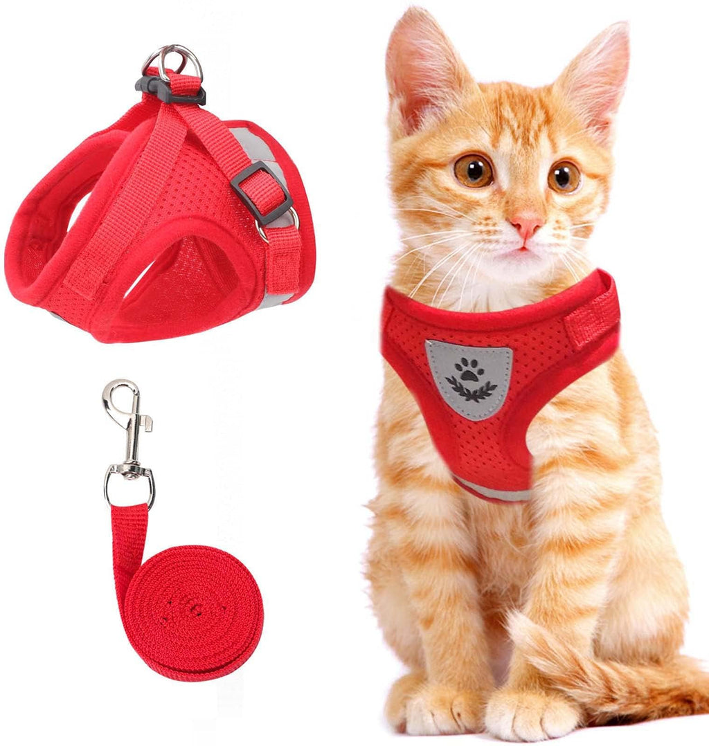NCMAMA Cat Vest Harness and Leash Set, Escape Proof Kitten Harness Red XS