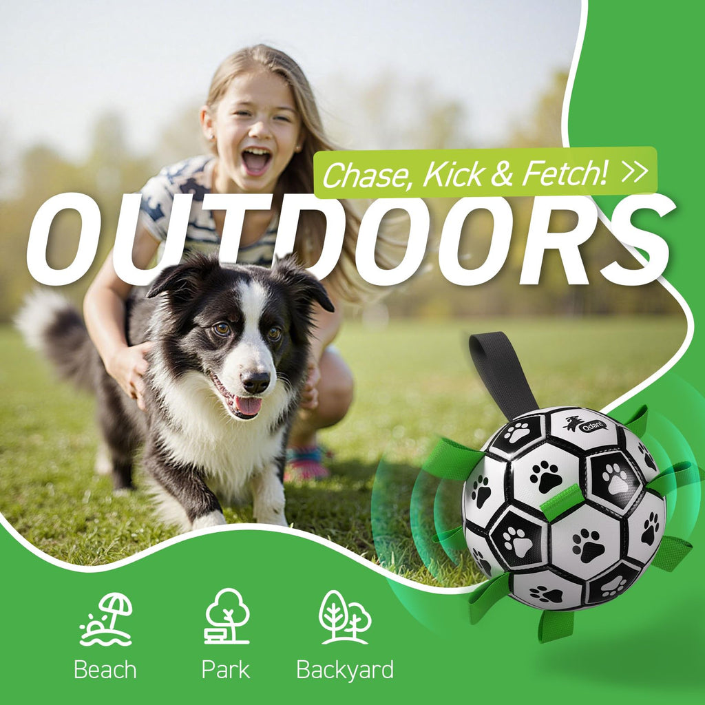 QDAN Dog Soccer Balls Toy with Bell Inside, Squeaky Ball for Large Dogs