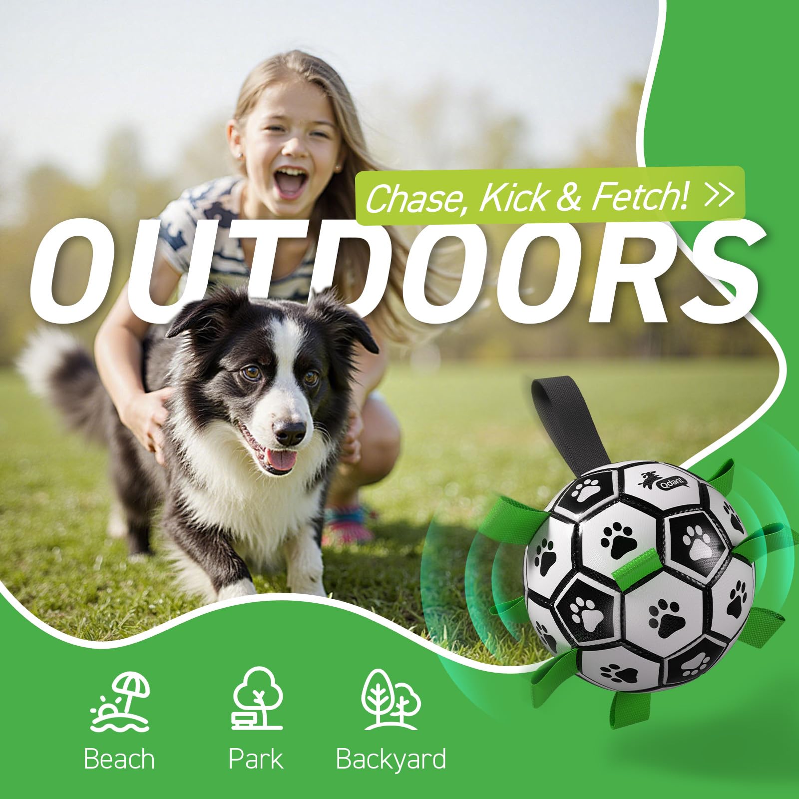 QDAN Dog Soccer Balls Toy with Bell Inside, Squeaky Ball for Large Dogs