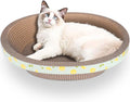 Oval Cat Cardboard Scratcher with Lounger Bed, High-Density Kitty Cat Scratching Pad for Indoor Cats Grinding Claws, Ergonomic Curved Furniture Couch Cat Scratch Protector, 17.3" × 13.6" × 4.5"