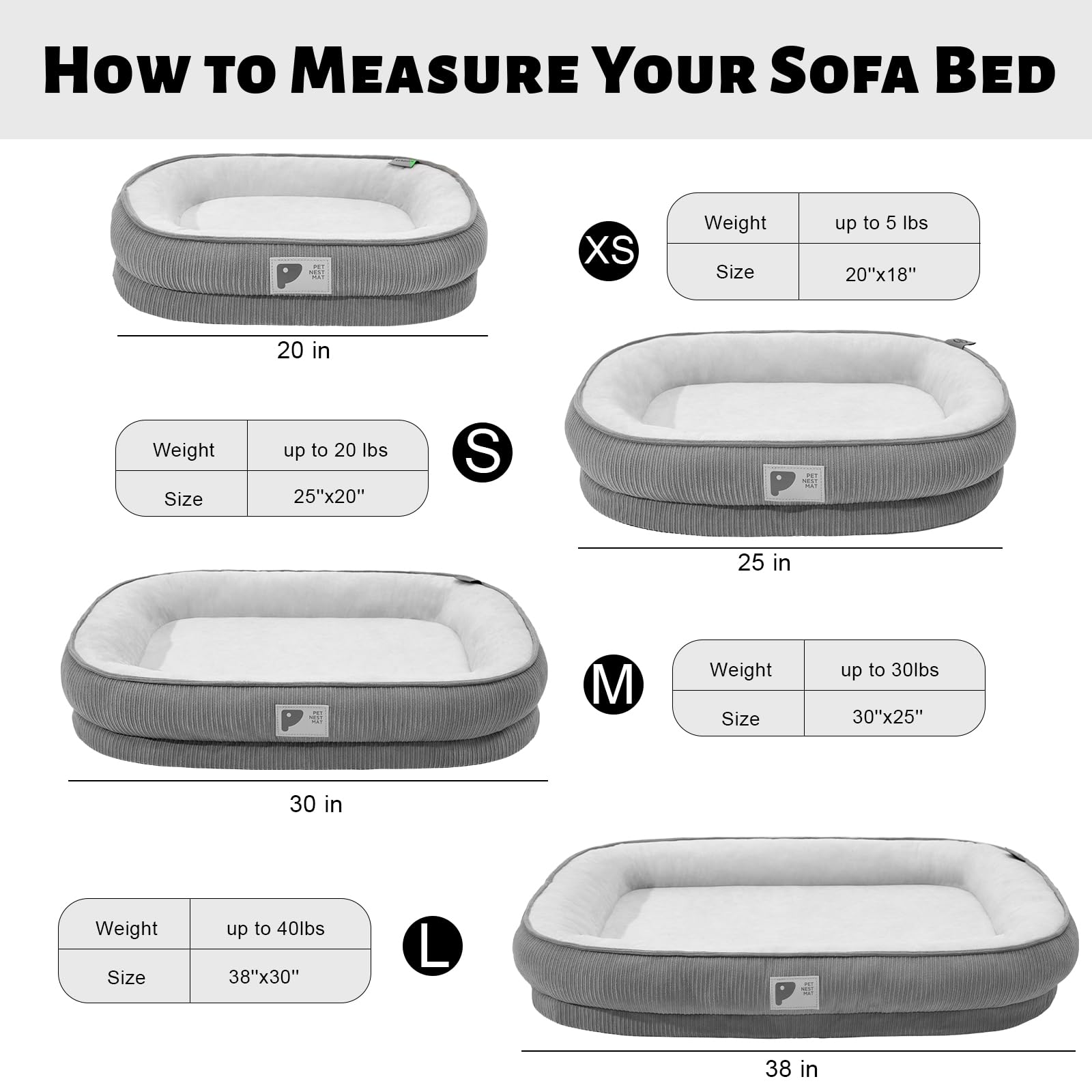 Orthopedic Dog Bed for Large Dogs Sofa Bed with Egg Crate Foam Dog Couch Bed with Four-Sided Bolster, Removable Cover & Non-Slip Bottom Grey L
