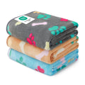 Luciphia 1 Pack 3 Blankets Fluffy Premium Fleece Pet Blanket Flannel Paw Printed Throw for Dog Cat(Medium 30x20'', Grey/Brown/Blue)
