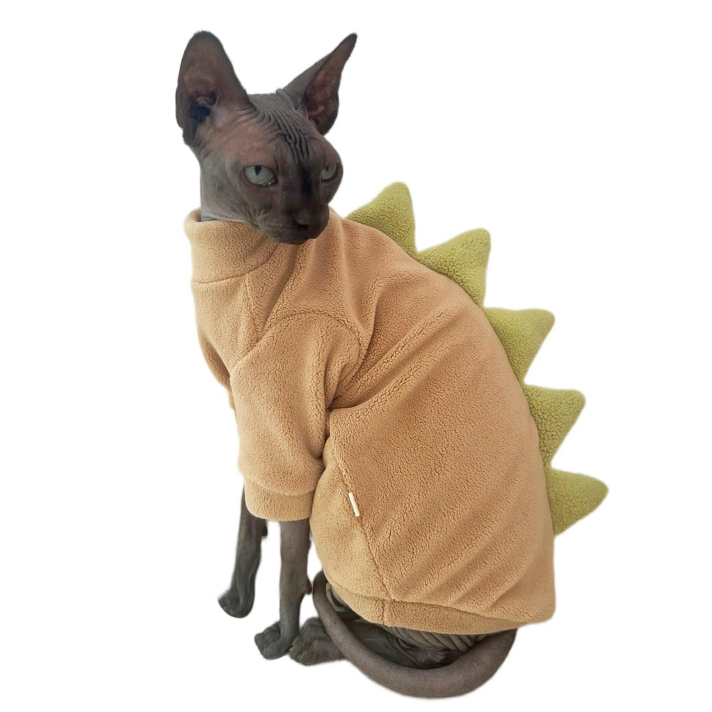 Khaki Dinosaur Sphynx Cat Clothes Sweater Hairless Cat Apparel