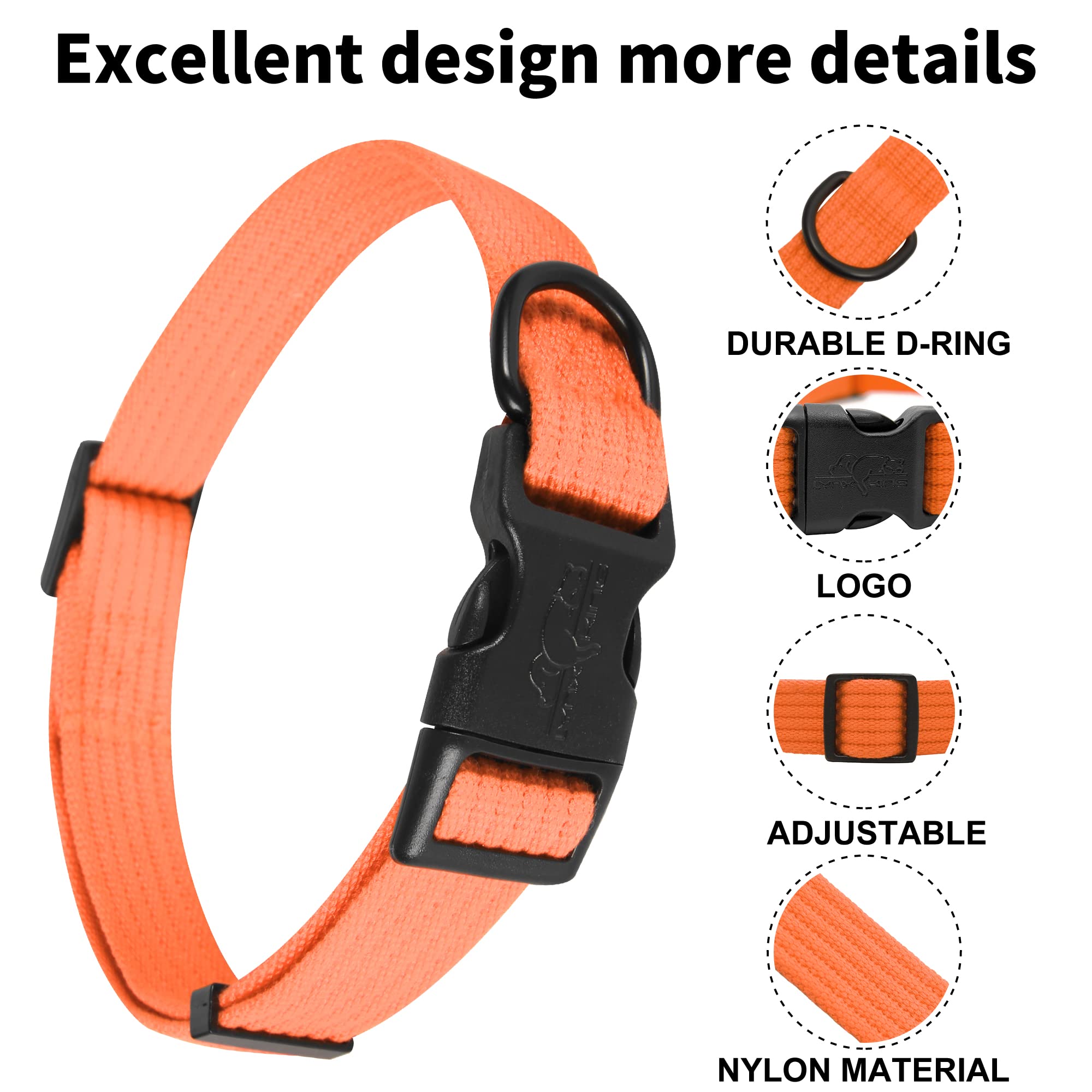 lynxking Dog Collar Soft Padded Breathable Cotton Solid Color Strong Adjustable Pet Collar for Little Puppy