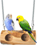 MUYG Natural Parakeet Swing Perch,Wood Bird Swing for Parakeets Hanging Birdcage Toy for Standing and Pecking,Sturdy Parrot Relieve Boredom Toys for Cockatiel Conure Canary Lovebird Finch