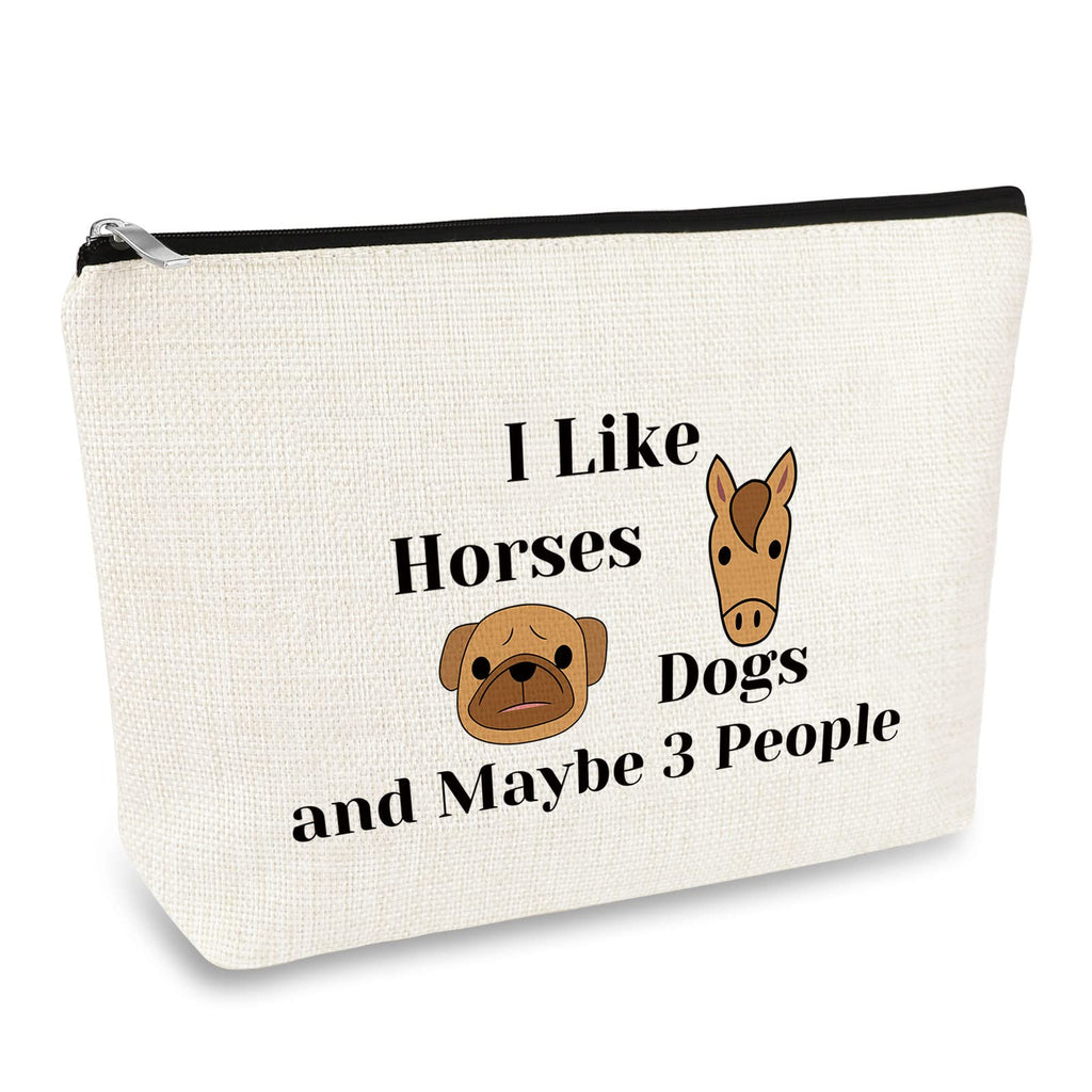 Dog Horse Lover Gifts Makeup Bag Dog and Horse Gifts for Girls Women Cosmetic Bag Cowgirl Equestrian Gifts Dog Mom Gift Birthday Christmas Gift for Dog Horse Lover Friend Sister Travel Makeup Pouch
