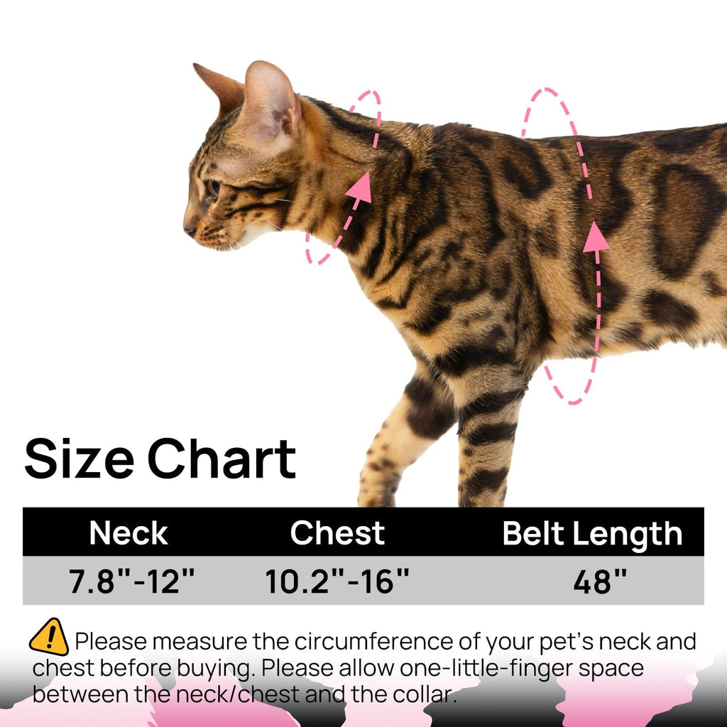 PetThem Adjustable Cat Harness and Leash Set Escape Proof (Pink)