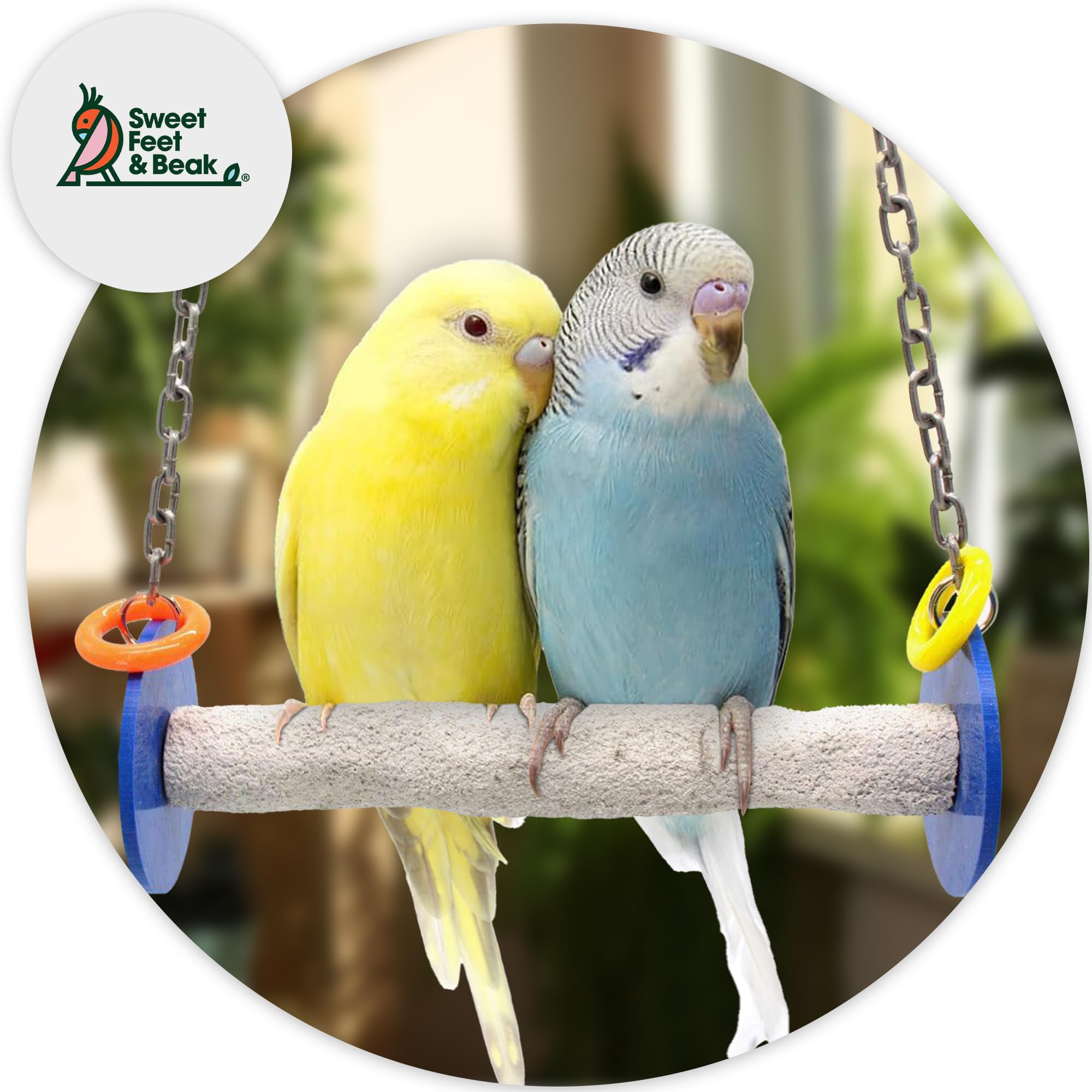 Sweet Feet and Beak Roll Bird Swing X-Large, Outdoor Pedicure Perch, Yellow