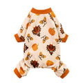 Fitwarm Thanksgiving Turkey Dog Pajamas, Funny Dog Winter Clothes for Small Dogs Girl Boy, Pet Jumpsuit, Cat Onesie with Feet, Lightweight Velvet, Orange, XL