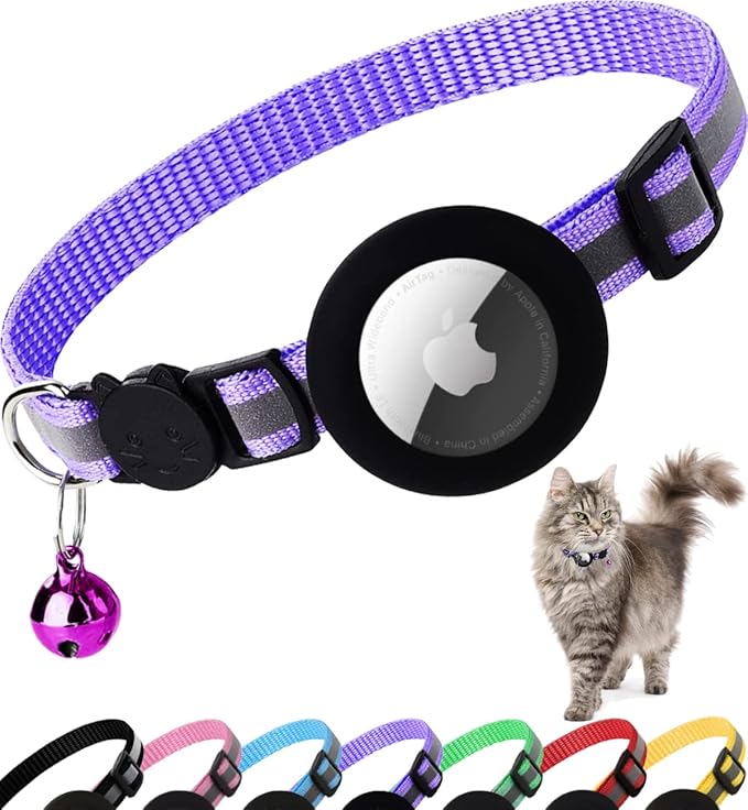 Dgerp Airtag Cat Collar Breakaway, Cat Collar with Air Tag Holder