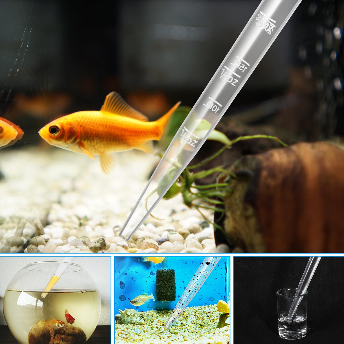 Qulkws Aquarium Cleaning Dropper, 30ml Aquarium Clean Pipette Dropper, Manual Fish Tank Water Changer, Gravel Cleaning Straw, Fish Tank Cleaning-Tool, Feeder Pipette (Blue)