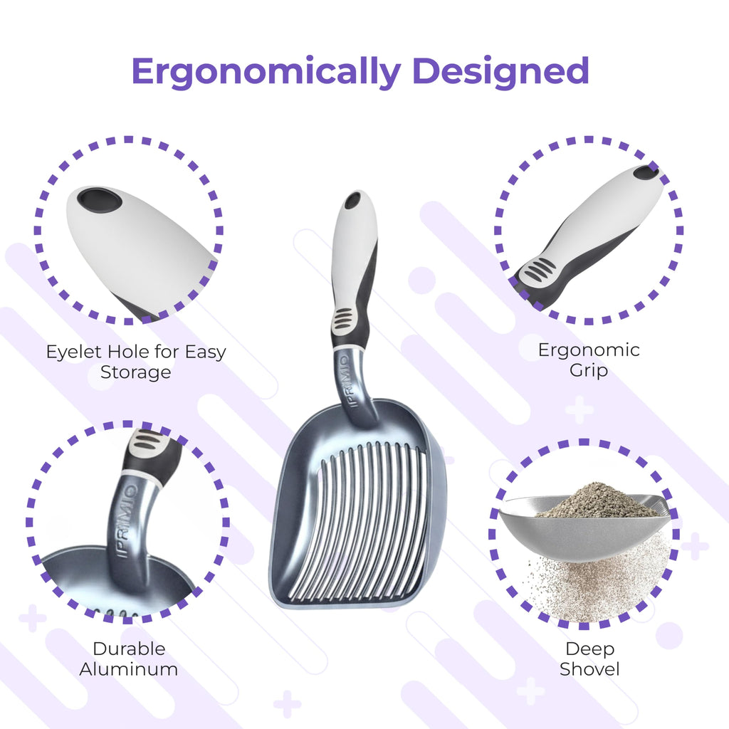 iPrimio Cat Litter Scoop with Deep Shovel, Plastic Sifter, Lightweight