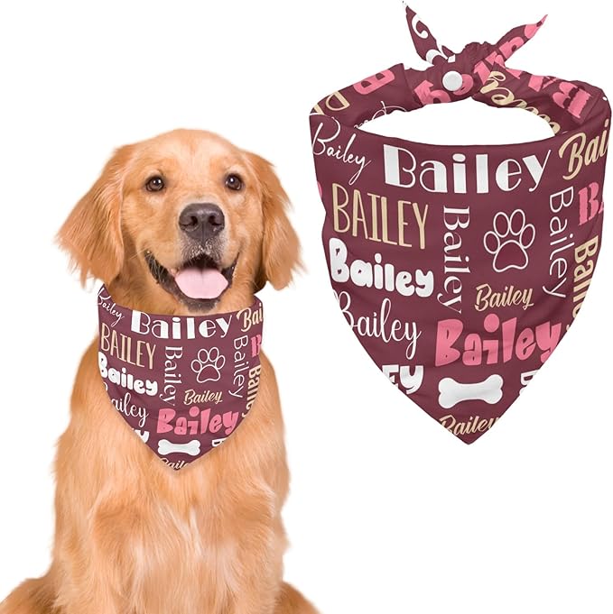 Personalized Dog Bandanas Custom Neckwear Name Button Anti-loosening