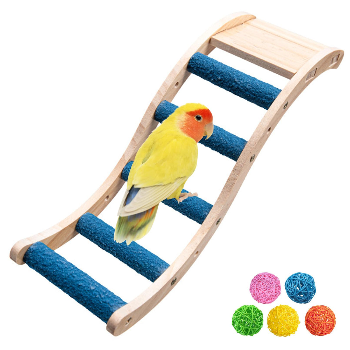 Hamiledyi Nature Wooden Bird Ladder Pet Parrots Climb Bridge Exercise Stands for Parakeet Climbing Chewing Bridge Bird Cage Accessories for Cockatiel Parakeet Lovebirds Budgie